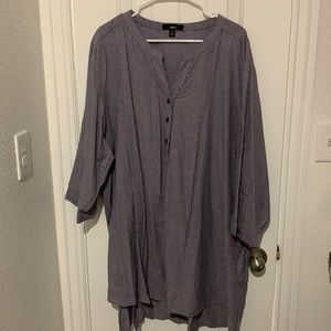 Ellos 3X purple with white stripes 3/4 sleeve tunic. Great condition